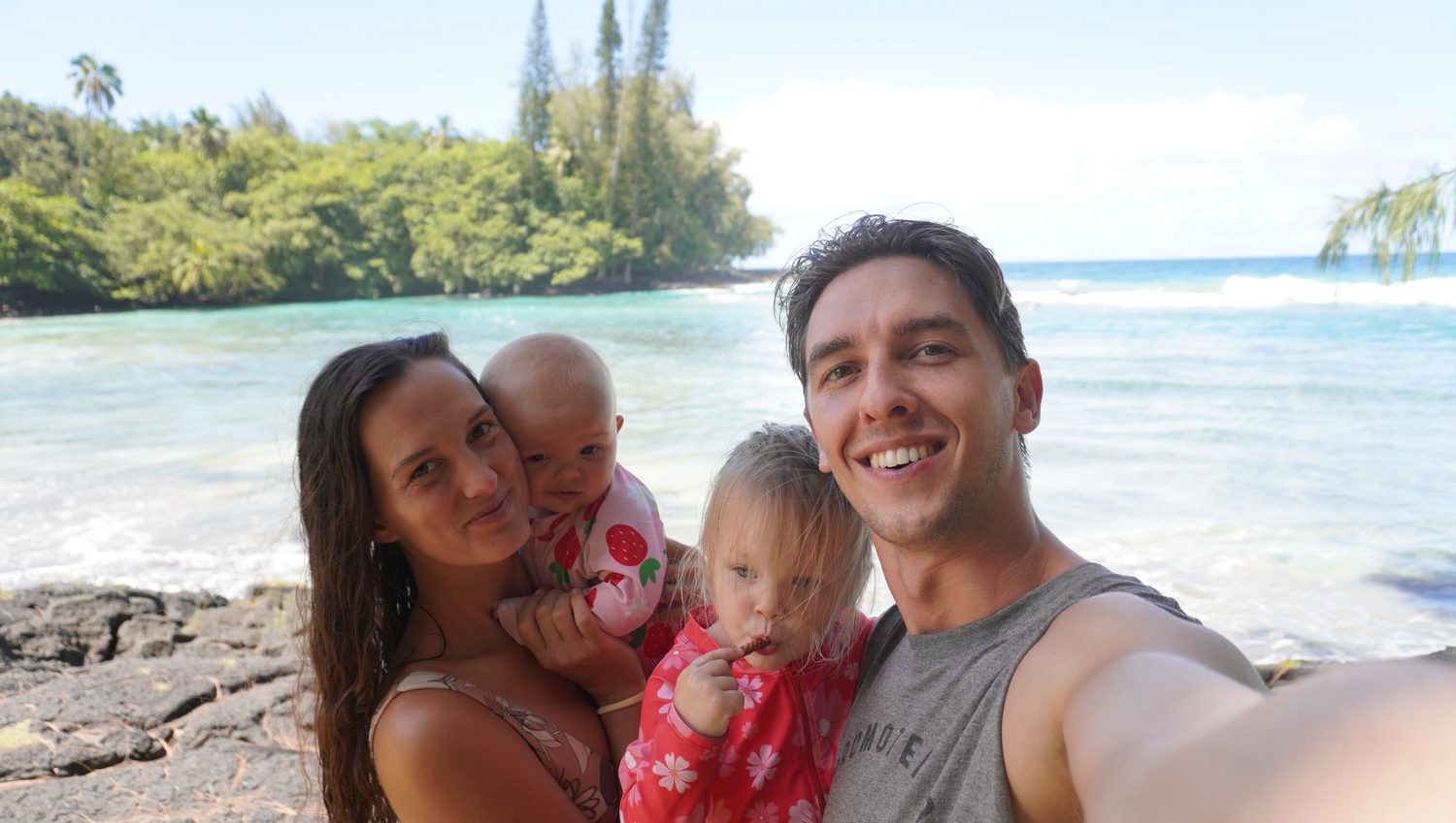 Scotty Eastwood with his wife and daughters at the beach